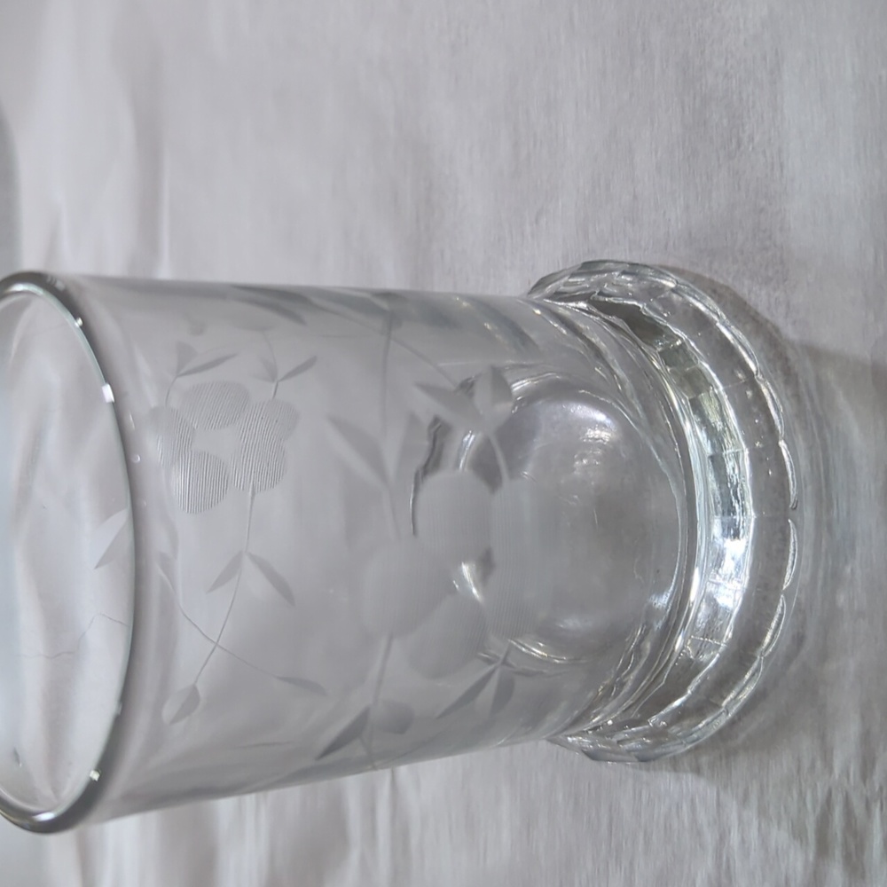 Small etched glass cigarette holder , Spooner, vase
